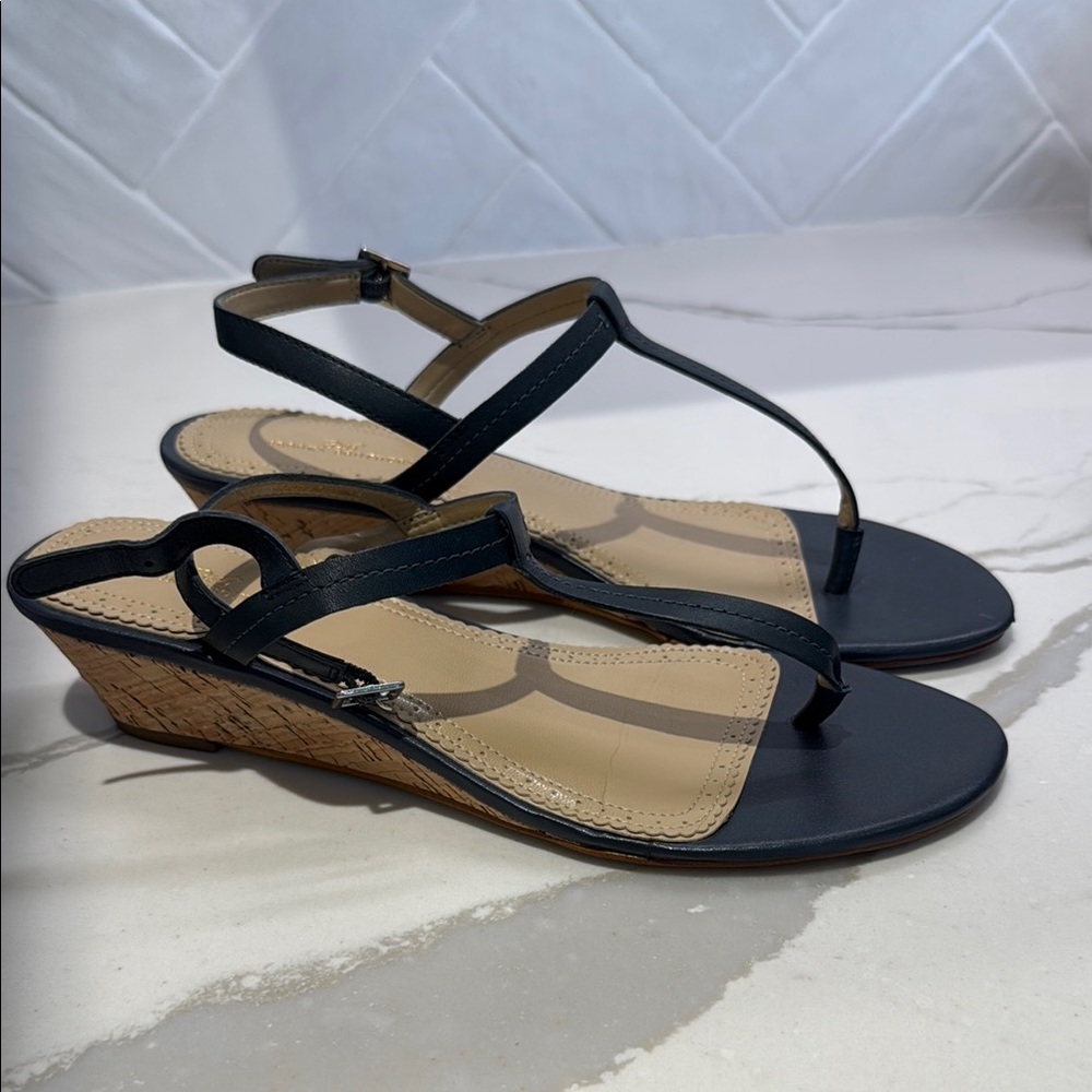 Navy Wedge Sandals